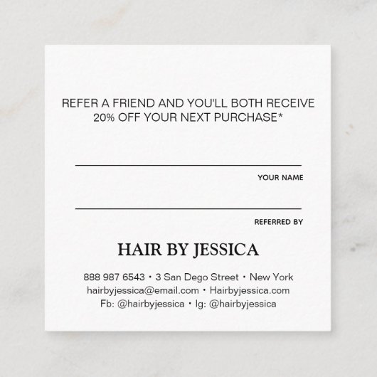 Modern Teilen Sie die Liebe Weiß nennen einen Freu Begleitkarte (Rückseite)