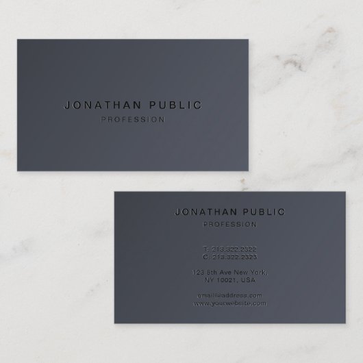 Modern Template Elegant Dark Grey Create Your Own Visitenkarte (Vorne/Hinten)
