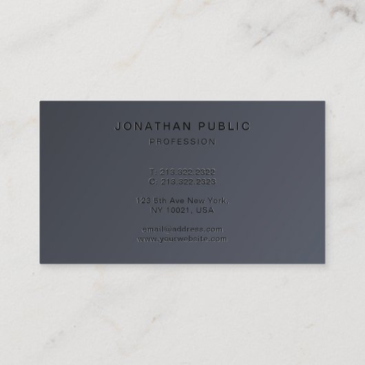 Modern Template Elegant Dark Grey Create Your Own Visitenkarte (Rückseite)