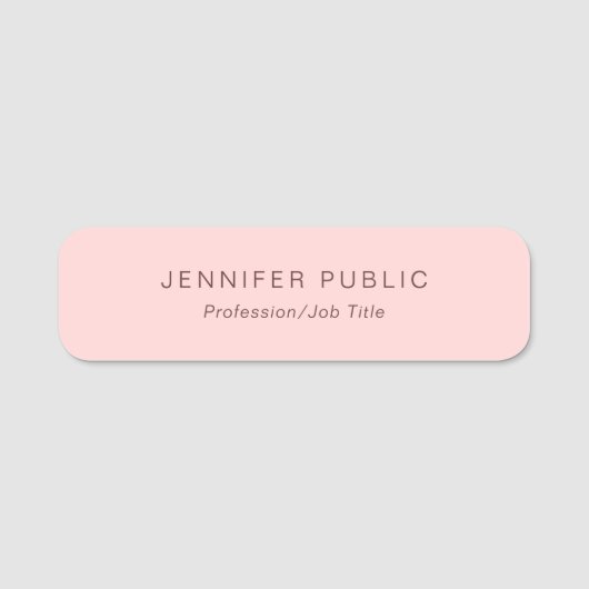 Modern Template Elegant Rose Gold Professional Namensschild (Vorderseite)