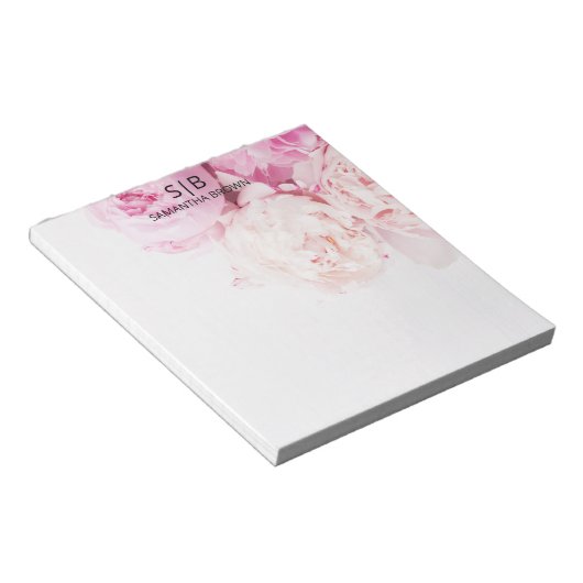 Modern Template für Rosa Peongram Feminine Notizblock (angewinkelt)