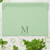 Modern Template Monogram Name Elegant Pale Green Geschirrtuch (Gefaltet)