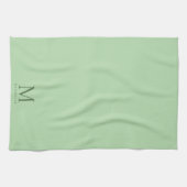 Modern Template Monogram Name Elegant Pale Green Geschirrtuch (Horizontal)