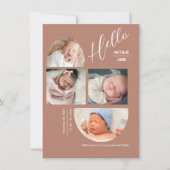 Modern Terracotta 4 Baby Photo Collage Birth  Ankündigung (Vorderseite)