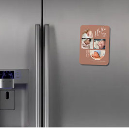 Modern Terracotta 4 Baby Photo Collage Birth  Magnet