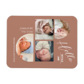 Modern Terracotta 4 Baby Photo Collage Birth Magnet (Horizontal)