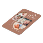 Modern Terracotta 4 Baby Photo Collage Birth Magnet (Linke Seite)