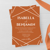 Modern Terracotta and White Geometric Wedding Einladung