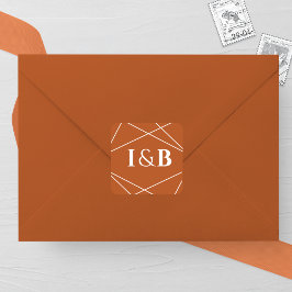 Modern Terracotta and White Geometric Wedding Quadratischer Aufkleber