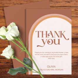 Modern Terracotta Arch Brautparty Vielen Dank Karte