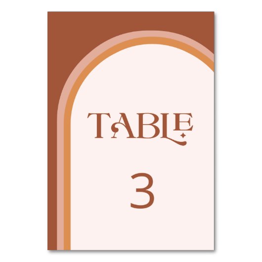 Modern Terracotta Arch Typografy Tischnummer (Rückseite)