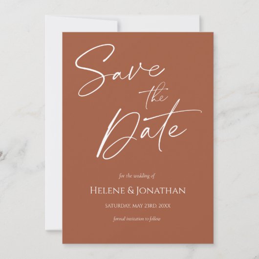 Modern Terracotta auf dem Lande Elegante Minimalis Save The Date (Vorderseite)