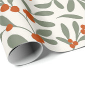 Modern Terracotta Berry Foliage Muster Geschenkpapier (Rolleneckpunkt)