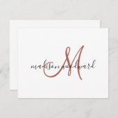 Modern Terracotta Black Script Monogram Note Card Mitteilungskarte (Vorne/Hinten)