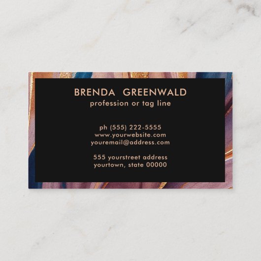 Modern Terracotta blue Glitzer gold beruflich Visitenkarte (Rückseite)