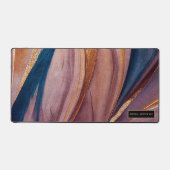 Modern Terracotta blue Glitzer gold monogram Schreibtischunterlage (Vorderseite)