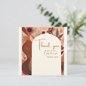 Modern Terracotta boho Babydusche Dankeskarte (Stehend Vorderseite)