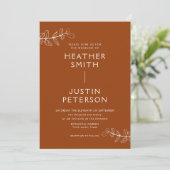 Modern Terracotta Boho Hochzeitseinladungen Einladung (Stehend Vorderseite)