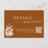 Modern Terracotta Boho QR Code Wedding Details Begleitkarte (Vorderseite)