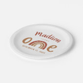 Modern Terracotta Boho Rainbow Pappteller (Schrägansicht)