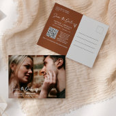 Modern Terracotta Boho Save the Date QR Code Foto Postkarte