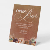 Modern Terracotta Boho Wedding Open Bar Sockelschild (Vorderseite)