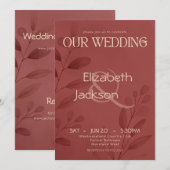 Modern Terracotta Botanical Typography Wedding Einladung (Vorne/Hinten)