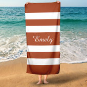 Modern Terracotta Brown Strike Name Strandtuch