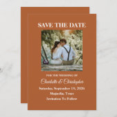 Modern Terracotta Brunt Orange Hochzeit im Herbst Save The Date (Vorne/Hinten)