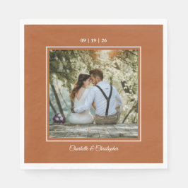 Modern Terracotta Brunt Orange Hochzeit im Herbst Serviette