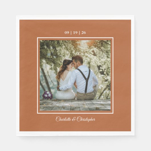 Modern Terracotta Brunt Orange Hochzeit im Herbst Serviette (Vorderseite)