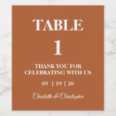 Modern Terracotta Brunt Orange Hochzeit im Herbst Weinetikett (Einzelnes Label)