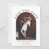 Modern Terracotta Burnt Orange Boho Arch Foto Save The Date (Vorderseite)