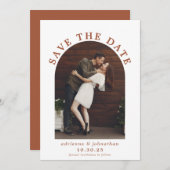 Modern Terracotta Burnt Orange Boho Arch Foto Save The Date (Vorne/Hinten)