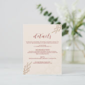 Modern Terracotta Burnt Orange Boho Wedding Begleitkarte (Stehend Vorderseite)