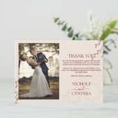 Modern Terracotta Burnt Orange Boho Wedding Dankeskarte (Stehend Vorderseite)