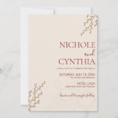 Modern Terracotta Burnt Orange Boho Wedding Einladung (Vorderseite)