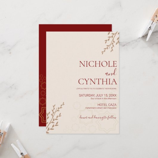 Modern Terracotta Burnt Orange Boho Wedding Einladung (Vorderseite/Rückseite Beispiel)