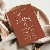 Modern Terracotta Burnt Orange Boho Wedding Foto Einladung