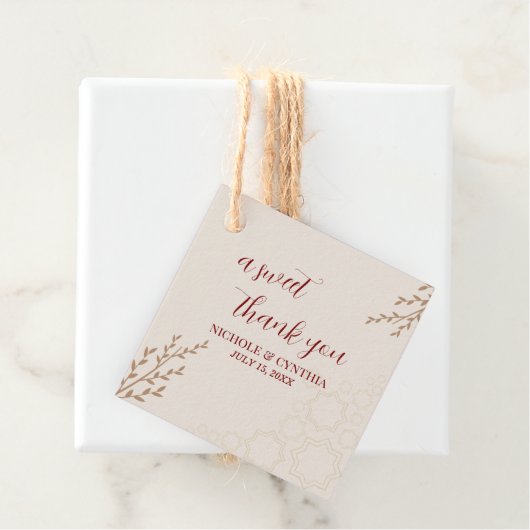 Modern Terracotta Burnt Orange Boho Wedding Geschenkanhänger (Beispiel)