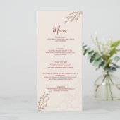 Modern Terracotta Burnt Orange Boho Wedding Menükarte (Stehend Vorderseite)