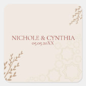 Modern Terracotta Burnt Orange Boho Wedding Quadratischer Aufkleber (Vorderseite)