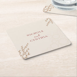 Modern Terracotta Burnt Orange Boho Wedding Rechteckiger Pappuntersetzer