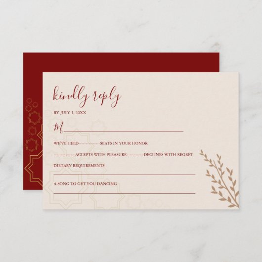 Modern Terracotta Burnt Orange Boho Wedding RSVP Karte (Vorne/Hinten)