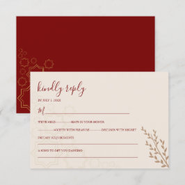 Modern Terracotta Burnt Orange Boho Wedding RSVP Karte