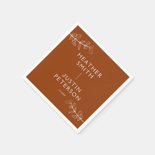 Modern Terracotta Burnt Orange Boho Wedding Serviette (Ecke)