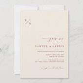 Modern Terracotta Burnt Orange Minimalistisch Wedd Einladung (Vorderseite)