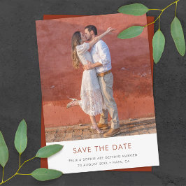Modern Terracotta | Burnt Orange Rust Wedding Save The Date