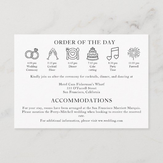 Modern Terracotta Burnt Orange Wedding Timeline Begleitkarte (Vorderseite)