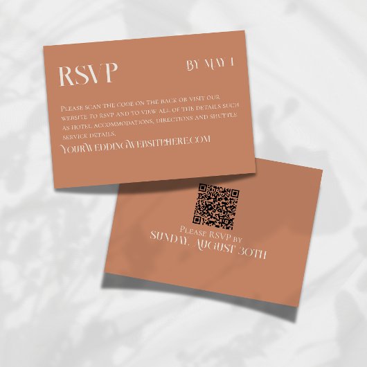 Modern Terracotta Classic Wedding RSVP and QR Code
